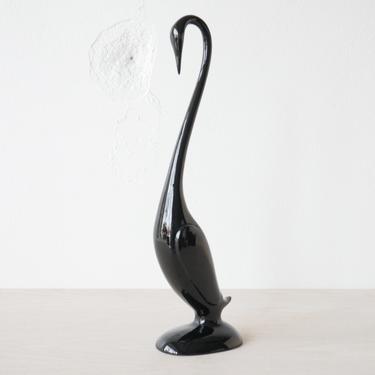 Black Long Neck Ceramic Crane