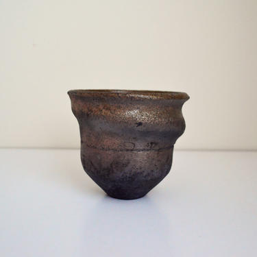 George Roby Organic Formed Dark Brown Bowl | Handmade Ceramic Vessel | Mid Century Modern Pottery 