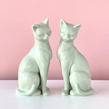 Pair of Ceramic Cat Statues 