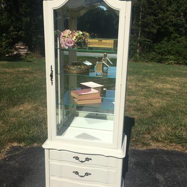 Vintage Lighted French Provincial Display Cabinet