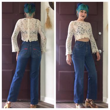 Vintage 1980’s Brittania Jeans with Red and Blue Pocket Detail 