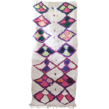 Vintage Moroccan Boucherouite Wool Rug Runner 6' x 2' 7&quot;