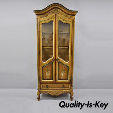 Drexel Heritage French Country Provincial Narrow Curio China Display Cabinet