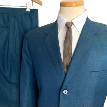 Vintage 1960s 2pc SHARKSKIN Suit ~ size 38 R ~ Jacket / Pants ~ Rockabilly / Mod ~ Preppy / Ivy Style / Trad ~ Dated 1969 