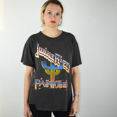 Vintage 1990 Judas Priest PainKiller Tee Shirt / Heavy Metal Tee Shirt / 1990s Biker Rare Original Concert Band Rocker Shirt / Large Medium 