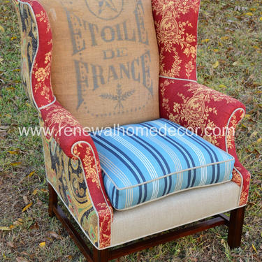 Custom Order - Vintage Upholstered Wingback - &amp;quot; Vanessa's Custom Wingback&amp;quot; - SOLD 