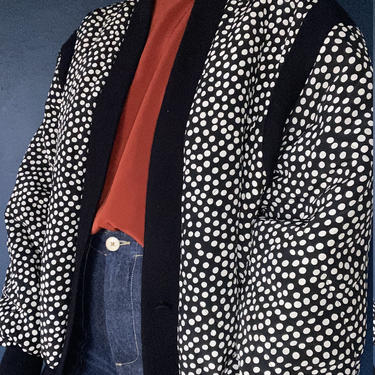 vintage silk polka dot bomber jacket size large 