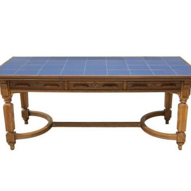 19th Century Victorian Oak Tile Top Library Table 