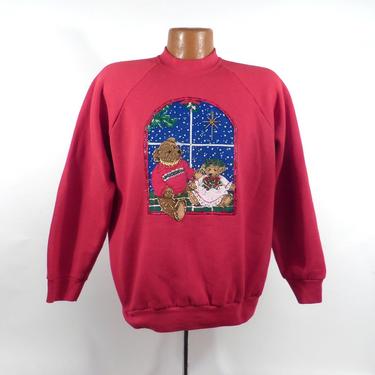 Ugly Christmas Sweater Vintage Sweatshirt Bear Party Tacky Holiday size L 