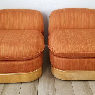 Milo Baughman For Lane Burl Wood Base Slipper Lounge Chair . 