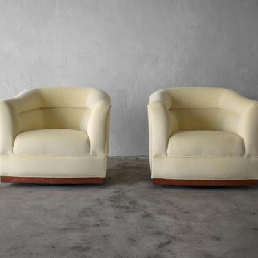 Pair of Mid Century Barrel Back Swivel Chairs by Edward Wormley for Dunbar 