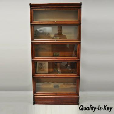 Antique Globe Wernicke Mahogany 5 Section Stacking Lawyers Barrister Bookcase