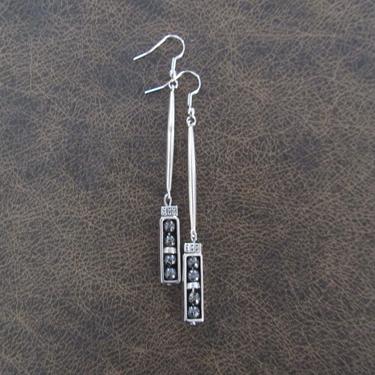 Industrial earrings, gray lava rock and silver minimalist earrings, mid century modern earrings,  unique Art Deco earrings, geometric 