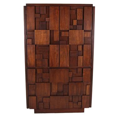 Mid Century Brutalist Armoire By Lane 