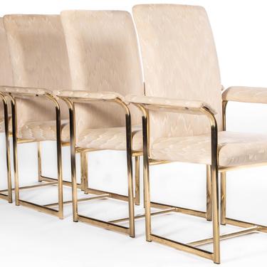 Set of Four Brass Dining Chairs Attributed to Milo Baughman 