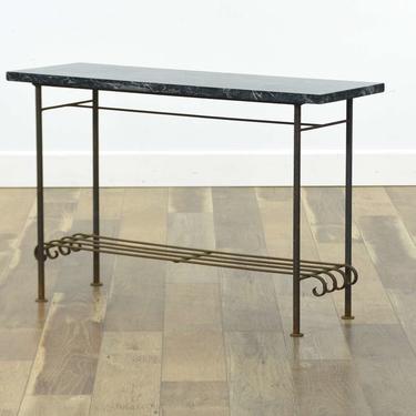 Art Deco Console Iron Frame Table W Stone Top
