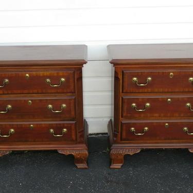 Mahogany Inlay Pair of Nightstands Side End Bedside Tables 2049