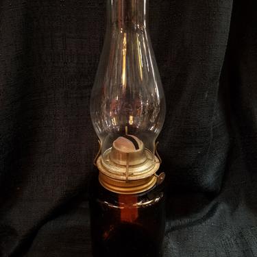 Vintage Glass Ovaltine Jar Oil Lamp H13.5 x D4