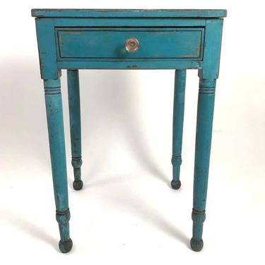 19th Century Blue Painted Side Table, New England, circa 1830