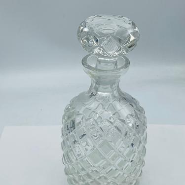 Vintage Cross Hatching Cut Crystal Decanter- Excellent Condition 