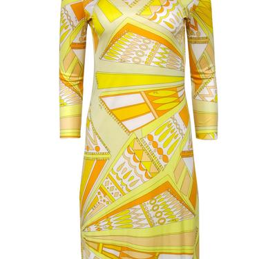 Emilio Pucci - Yellow Psychedelia Print Silk Dress Sz 8