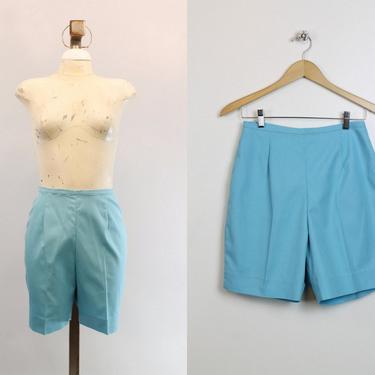1960s cotton shorts small | vintage high waist shorts 