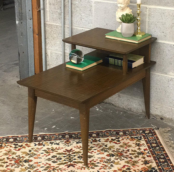 Vintage End Table Retro 1960s Mid, Mid Century Two Level Side Table