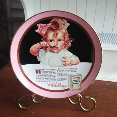 VINTAGE Kellogg Collector Plate// &amp;quot;Girl with the Pink Bow&amp;quot; Collector Plate//  1988 Kelloggs Nostalgia Limited Edition Collector Plate 