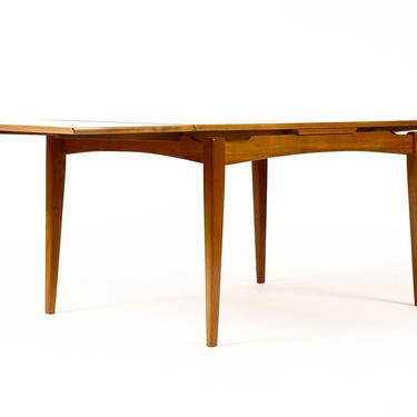 Danish Modern / Mid Century Teak Draw Leaf Rectangular / Expandable Dining Table — Angular Edge 
