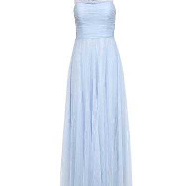 Jenny Yoo - Icy Blue Strapless Tulle Gown w/ Tied Illusion Neckline Sz 0