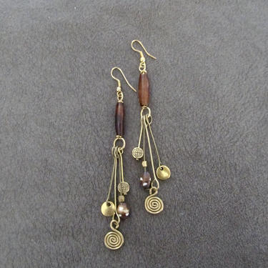 Long carved bone earrings, unique dangle earrings, Afrocentric earrings, African earrings, statement earrings, bold earrings, nubian earring 
