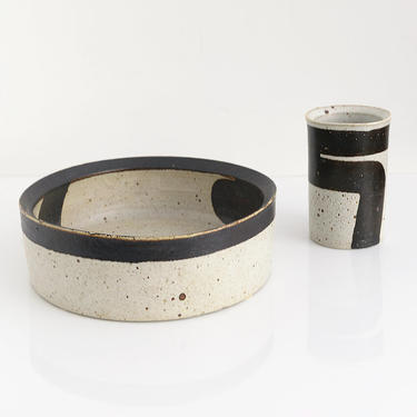 Inger Persson bold graphic studio vase and bowl for Rorsrand