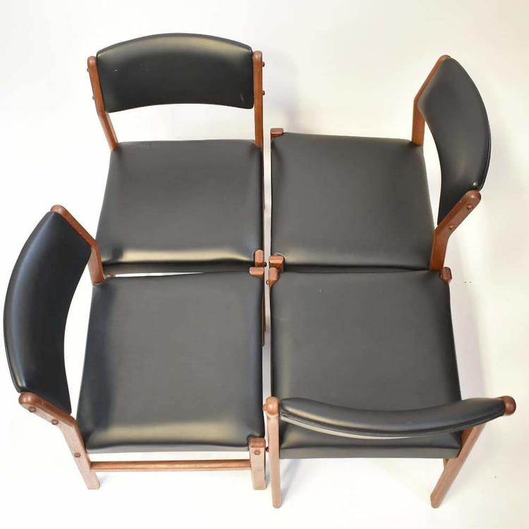 Set of 4 Danish teak and black dining chairs