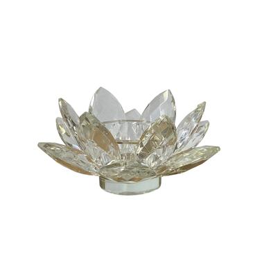 Lotus Flower Shape Clear Crystal Look Resin Candle Holder ws1375E 