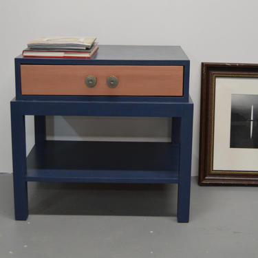 Modern Night Stand in navy blue and bronze drawer / bedside by Unique