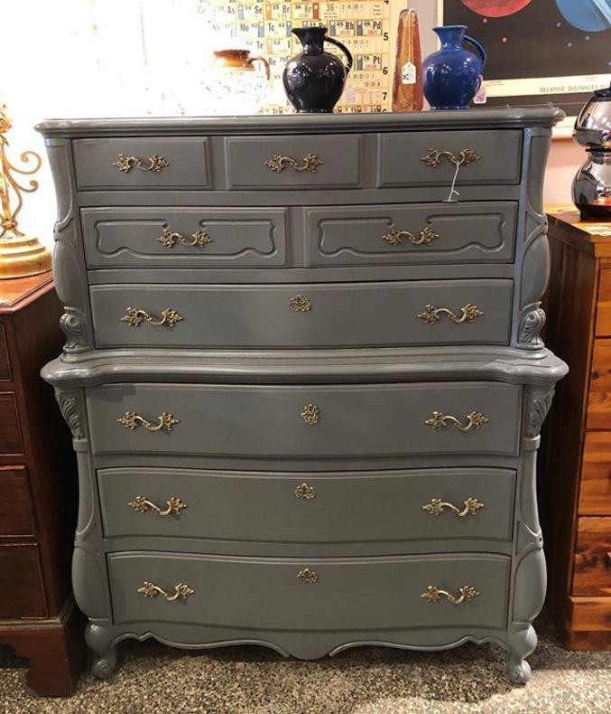 Truly enormous grey French provincial chest of drawers! $595