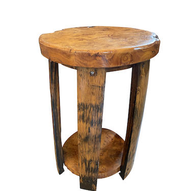 Burl Wood Side Table, France, 1950