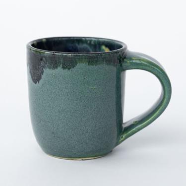 Vintage Hand Spun Blue, Green, Off White Mug with Handle 