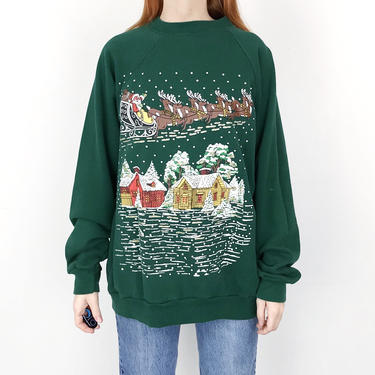 Vintage Santa Reindeer Christmas Sweater 