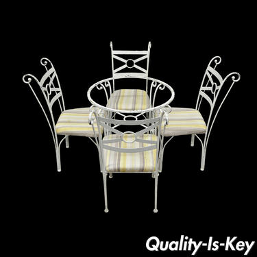 5 Pc Metal Kitchen Dining Bistro Set Round Table 4 Chair French Contemporary DIY