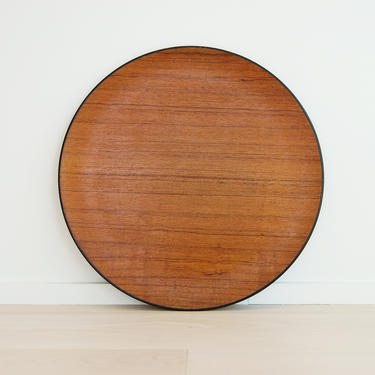 Mid Century Modern Large Round 18&amp;quot; Teak Serving Tray Made in Japan - 2 Available 