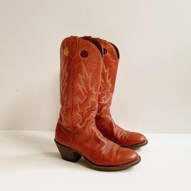 Vintage Saffron Leather Cowboy Boots | Size 9.5