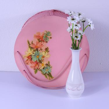 Vintage White and Pink Flower Vase / 1980's Flower Vase 