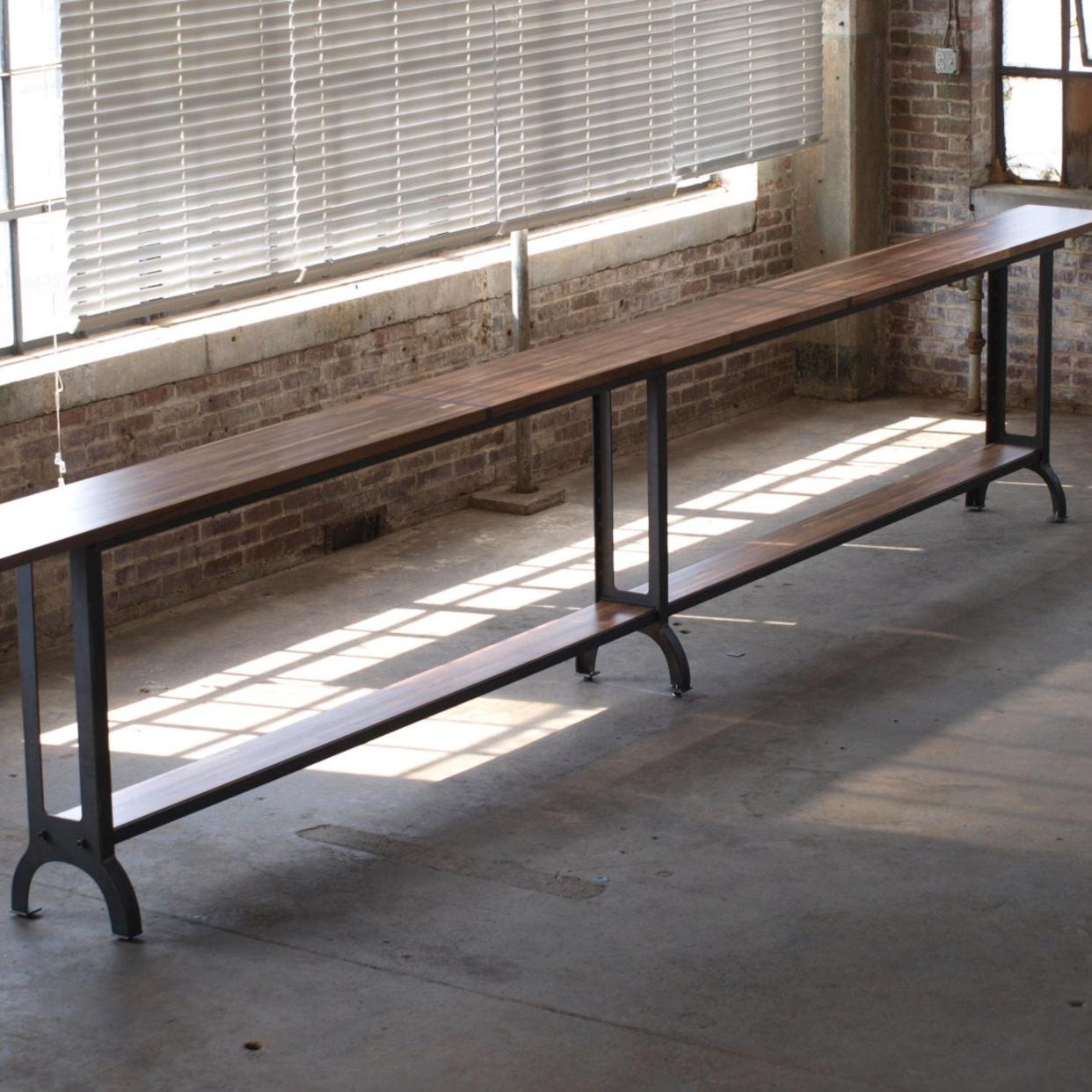 20ft Walnut Drinkrail table standing height industrial chic | Campos ...