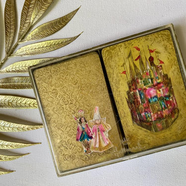 Vintage 60's Playing Cards By Hallmark, Pink And Gold Castle, Pink Fairytale Princess, Kingdom 