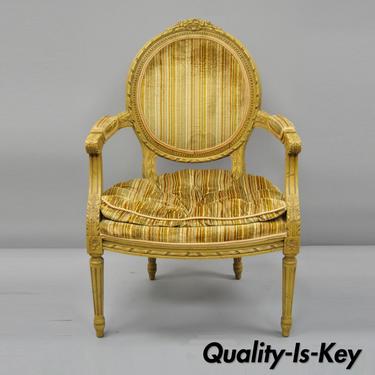 Drexel Heritage French Louis XVI Style Carved Wood Armchair
