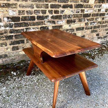 Vintage Solid Walnut Side Table by Bissman