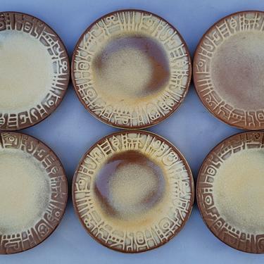 Vintage Frankoma &quot;Mayan Aztec Desert Gold&quot; Bread and Butter B&amp;b Plates - Set of 6