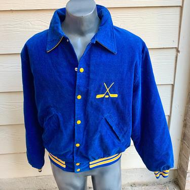 Vintage Varsity Jacket, Golf Team, Unisex Corduroy Bomber, Quilted Lining, Embroidered Team Name 