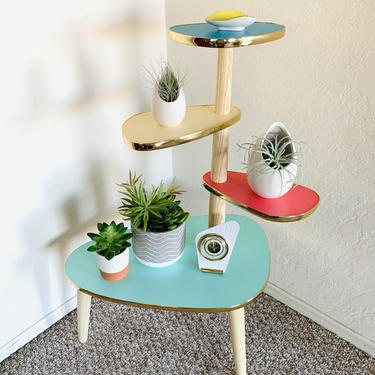 Tiered Plant Table, Formica Side Table, Mid Century Indoor Planter, German Retro Table, Side Table End Table, Atomic Table, Space Age 